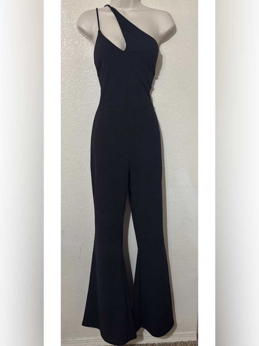 Black Sleeveless Flared Jumpsuit • Deep V • Elegant Women’s One‑Piece Outfit